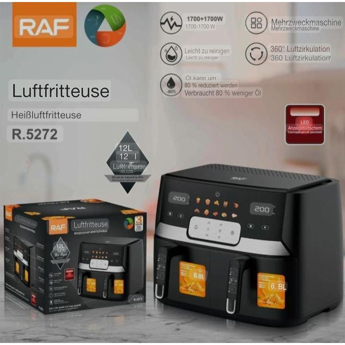 RAF Double Air Fryer. Multicolor. Black