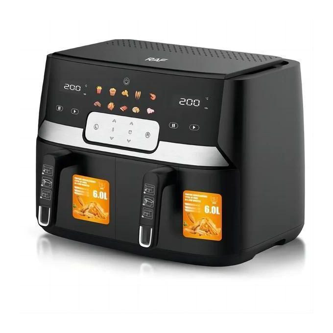 RAF 12L Digital Air Fryer Cooker Dual Baskets -Black