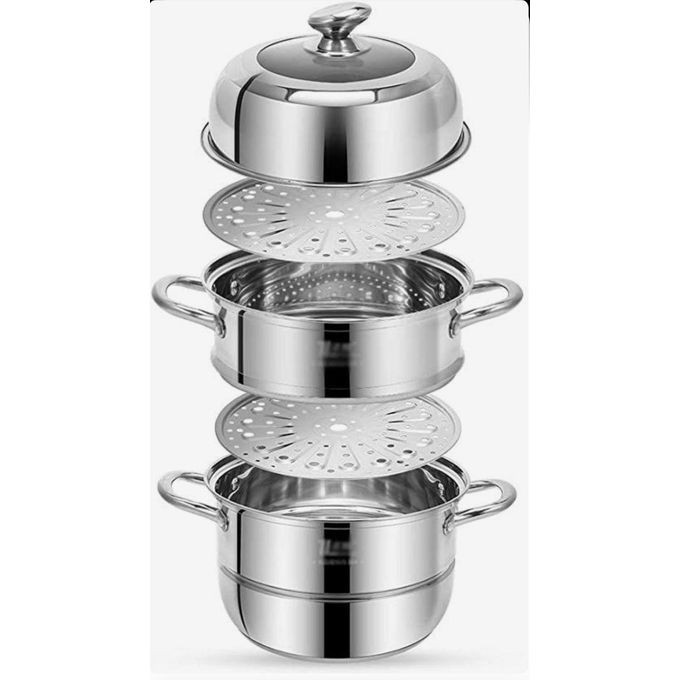3-Tier Electric Food Steamer with Timer – Fast & Healthy Cooking. Silver
