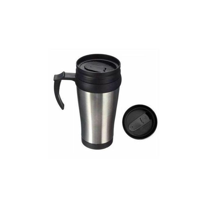 Stainless Steel Travel Mug with Handle - Silver