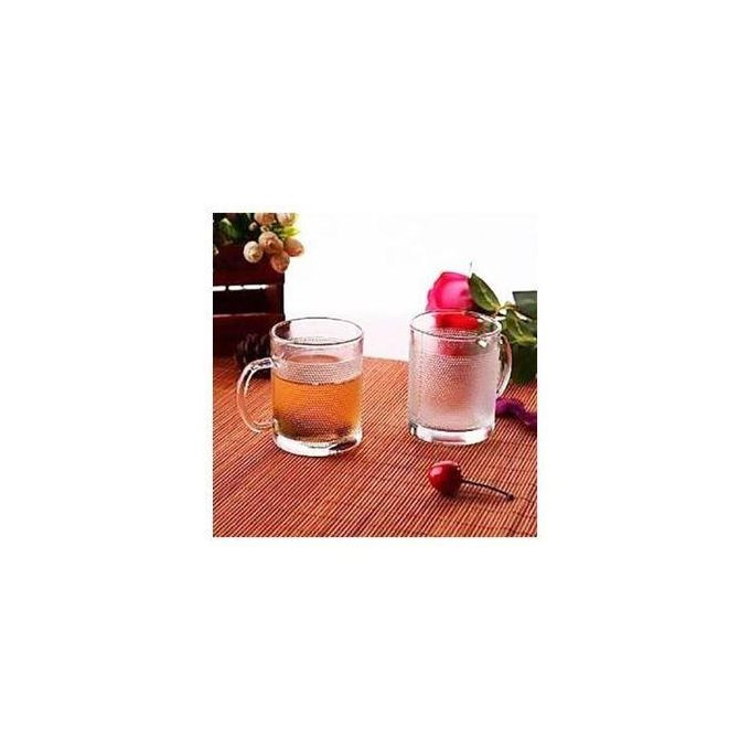 Set Of 6 Transparent Tea, Coffee Glass Mugs / Cups. - Transparent