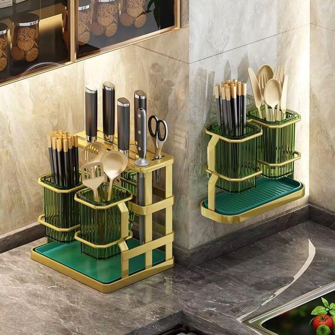 Multifunctional Knife & Cutlery Storage Holder - Multicolor