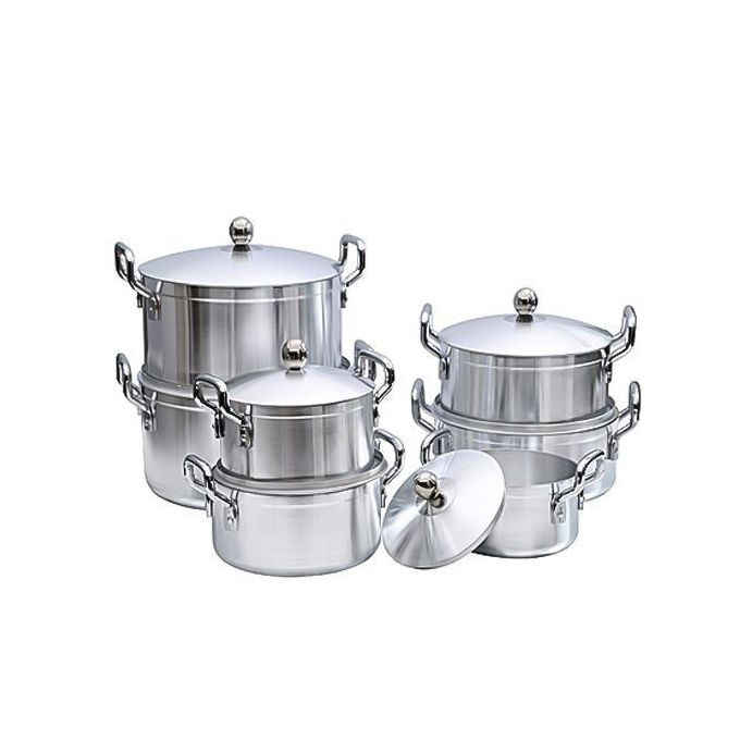 7 Piece Heavy Stainless Steel Saucepans/Cookware - Silver