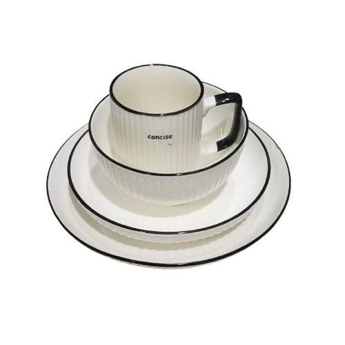 16Pcs Ceramic 4 Cups 4 Bowls 4 Small Plates 4 Dinner Plates-White