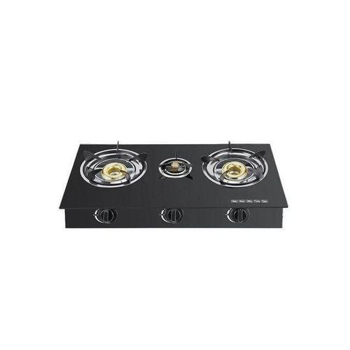 3 Burner Tempered Glass Gas Stove With Automatic Ignition -Black