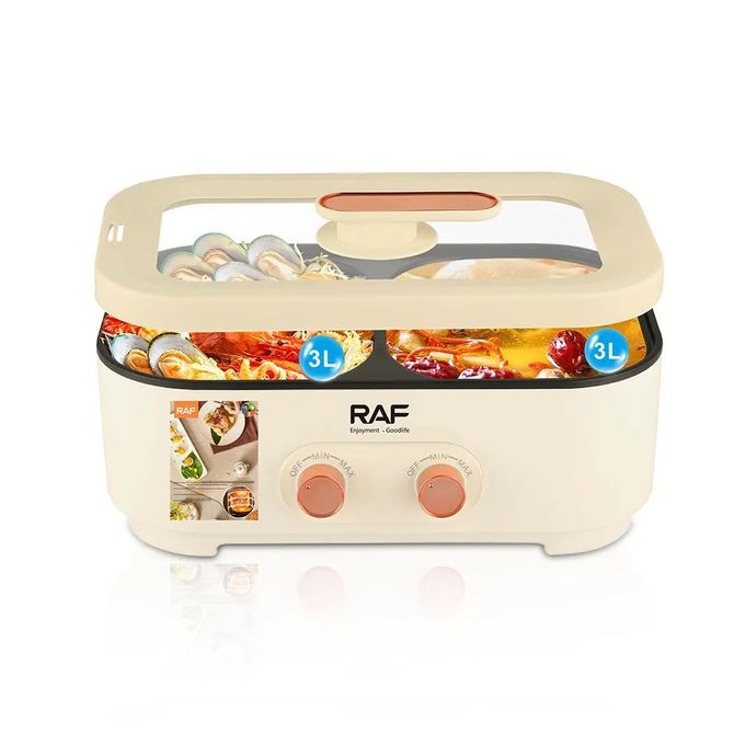 Multifunctional Electric Hot Pot Cooker And Steamer 6L - Cream