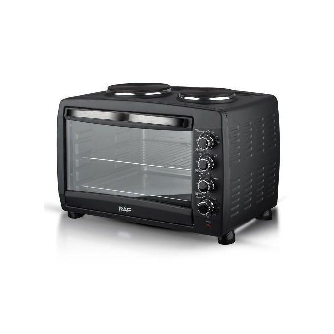 55L Electric Oven With Double Hotplate-Black