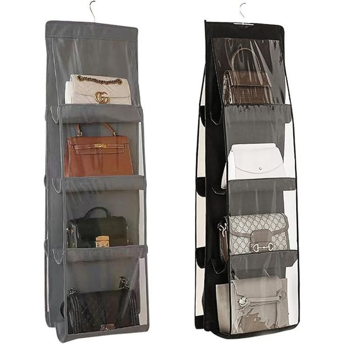 8 Pockets Handbag Storage Organizer, Hanging Handbag Storage, Pockets Bag Storage For Handbags, Handbag Organizer For Storage Handbags Caps, Purses, Scarves In Closet Bedroom - Black