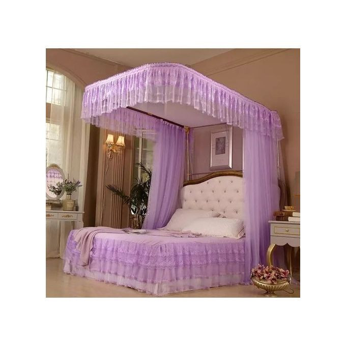 Two Stand Railed Mosquito Net - Purple top design