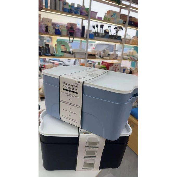 2Pack Box containers for clothes storage containers for organizing Kitchen Storage Case bookshelf office bedroom cosmetic grey black ,multicolor