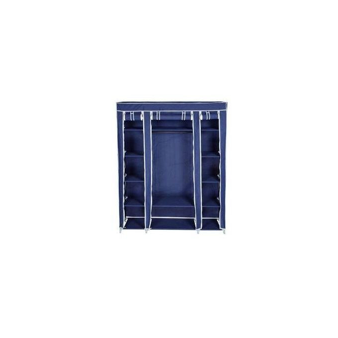 Portable Wardrobe, Multifunction Fabric Storage Rack Textile Wardrobe Cupboard Compartment 150 * 46 * 175CM(Size:130 * 46 * 175CM,Color:C) (B 130 * 46 * 175CM) -Blue