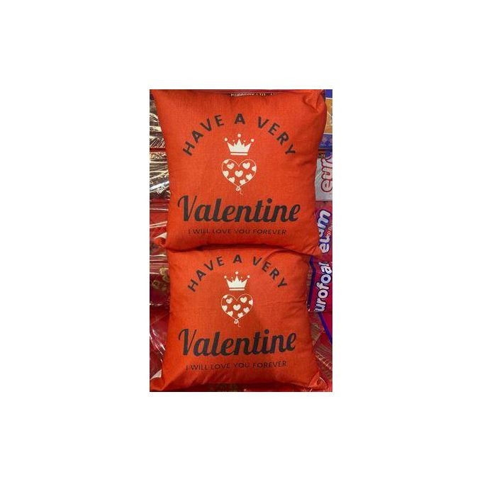 valentine fibre cushions 2pc red with black(multi colour)
