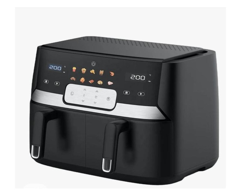 12L Air Fryer With 2 Independent Baskets - Black