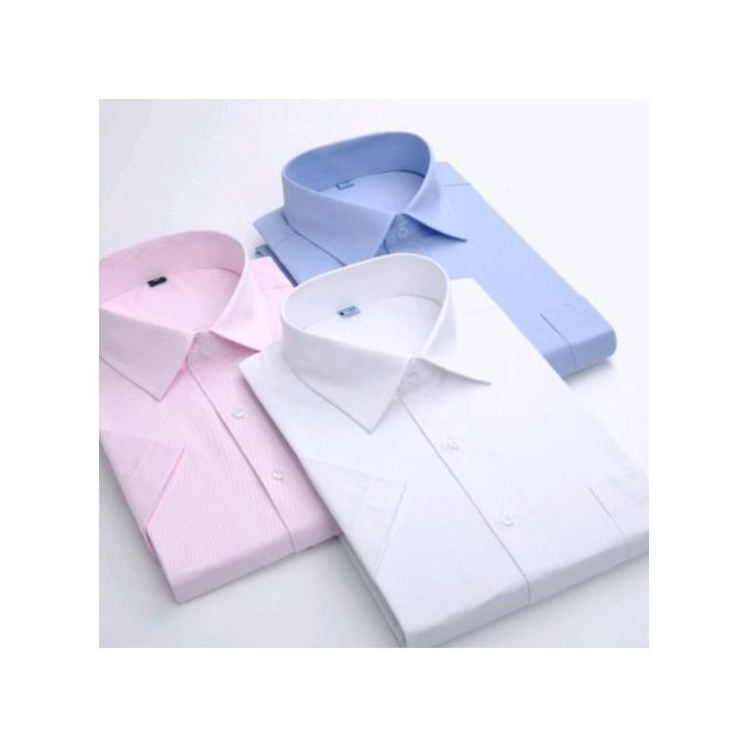 3 Pack Men's Long Sleeve Formal Shirts - Blue,White,Pink