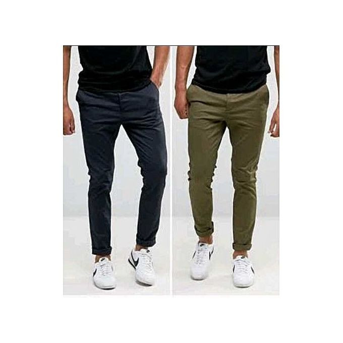 Bundle of 2 Men's Khaki Pants - Green, Blue