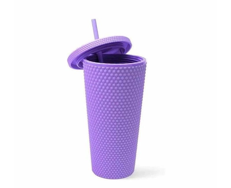 1Pc 710ml Cold Water Tumbler With Straw Double Layer Plastic Durian Coffee Mug
