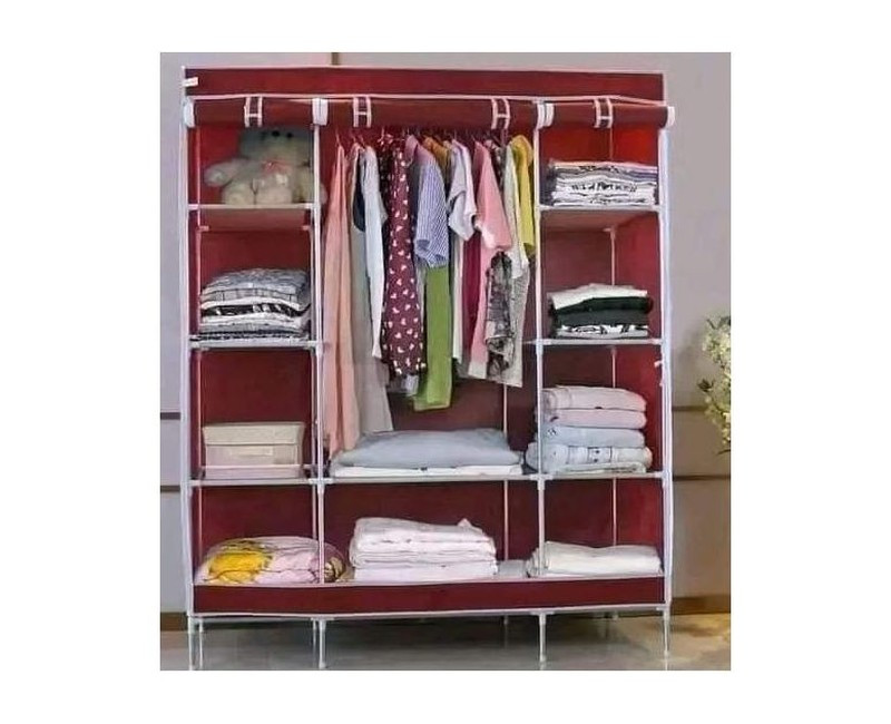 Portable Wardrobe, Multifunction Fabric Storage Rack Textile Wardrobe Cupboard Compartment 150 * 46 * 175CM(Size:130 * 46 * 175CM,Color:C) (B 130 * 46 * 175CM)Maroon