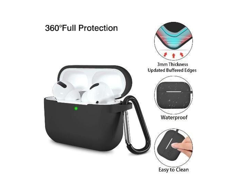Airpods Pro Bluetooth Shock Proof Silicone Case - Black