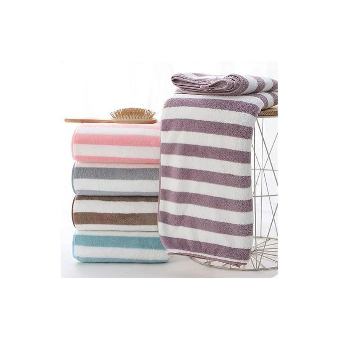Cotton Luxurious Corals Velvets Bath Towel, Super Absorbent and Quick Drying Bath Towel for Bathroom Use 70x140cm Striped White Pink Blue Peach Brown Multicolor
