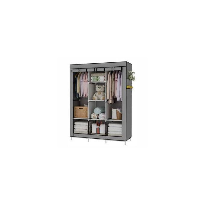 3 Column Steel Cloth Wardrobe Not Assembled - Grey