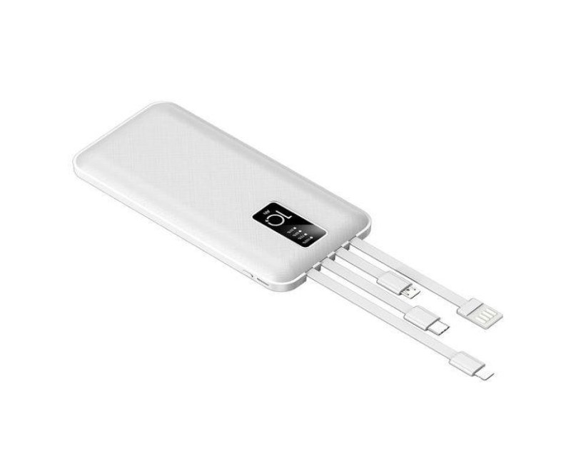 4 IN 1 Power Bank Built In Cable Usb Cable 20000mAh-White
