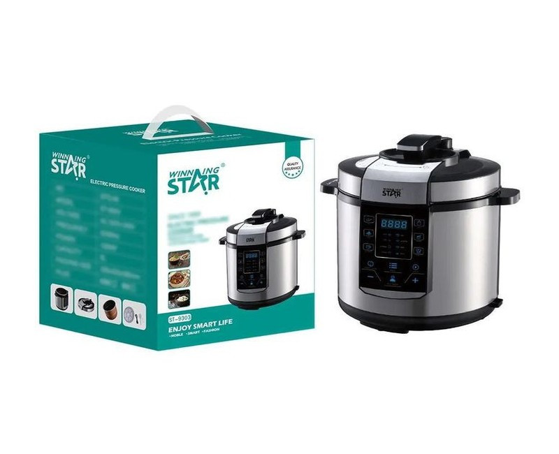 6L Multi-functional Electric Rice/ Pressure Cooker With Touch Pad Panel, Silver.