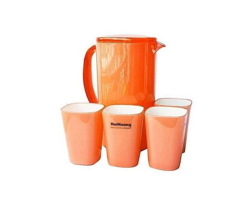 4 Piece Melamine Juice Tumbler Cups And 1Piece Jug Water Set-Orange.