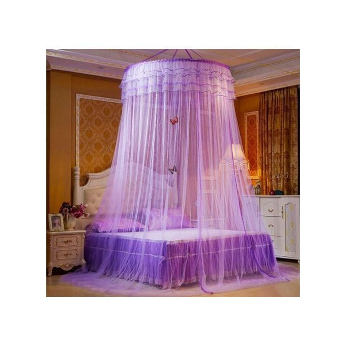 Round Top Hanging Mosquito Net -Purple Top Design May Vary  4*6