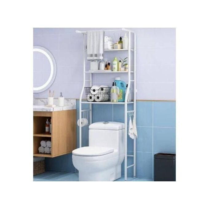 Metallic Toilet Rack with towel holder - White