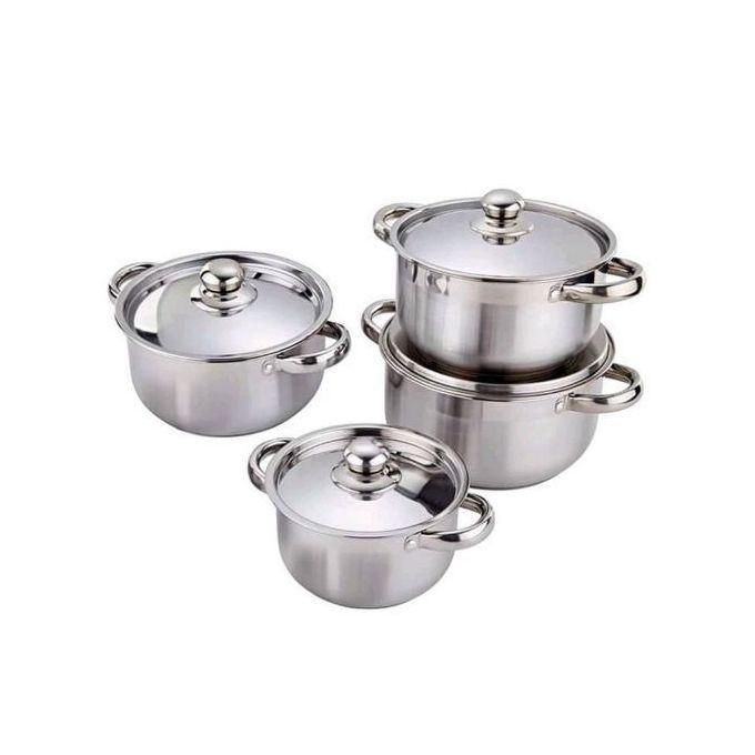 4 Pieces Stainless Steel Saucepans Cookware Pots 4 lids, Silver.