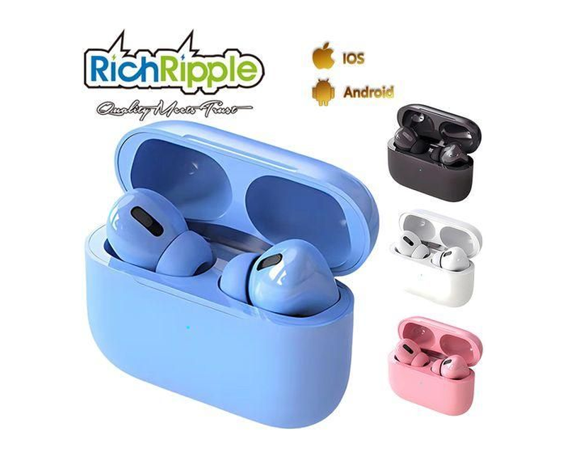 Airpods Bluetooth Earphones With Wireless Charging- Blue