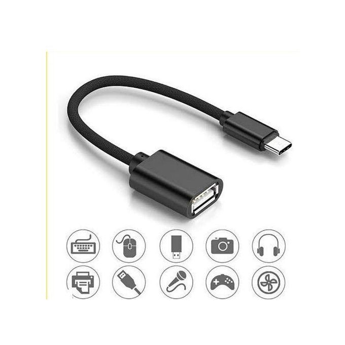 Otg Connect Kit OTG Cable Micro USB Cable Type C - Blacķ