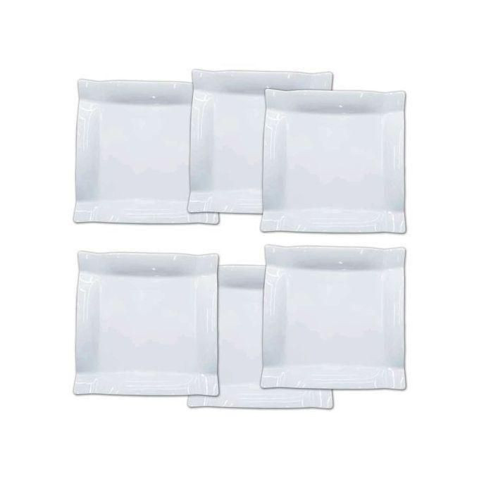 Pieces Melamine Square Dinner Plates - White