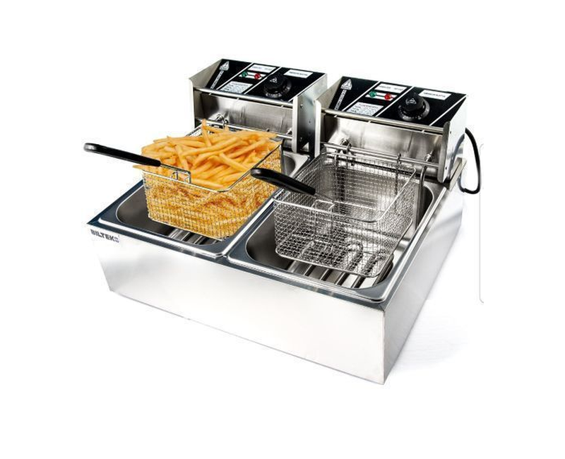 Genuine Double Commercial Deep Fryer, 12 Litres / 12L - Silver