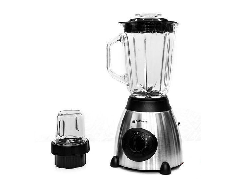Hoffmans 1.5L Juice Blender 2 In 1 Glass With Ice Krusher - Silver