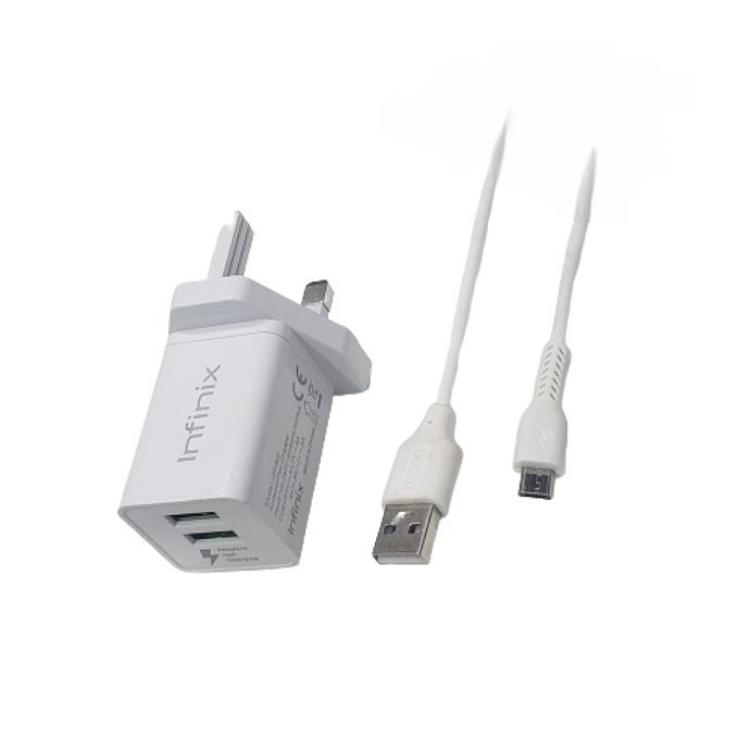 Infinix 3A 2Ports USB Fast Chager - White