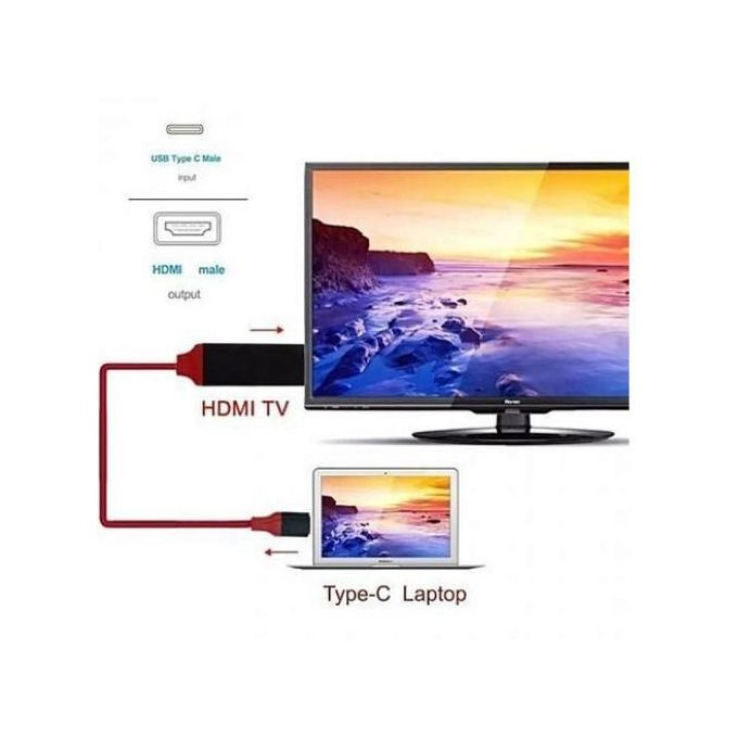Type C To HDMI 4k 2k 1080P HDTV Cable -Red