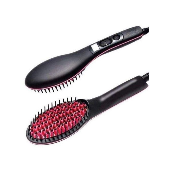 2 In 1 Electric Hair Straightening And Curling Iron-Black & Pink