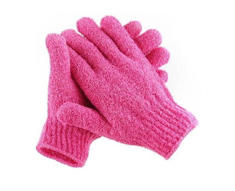A Pair Of Exfoliating Bath Gloves- pink