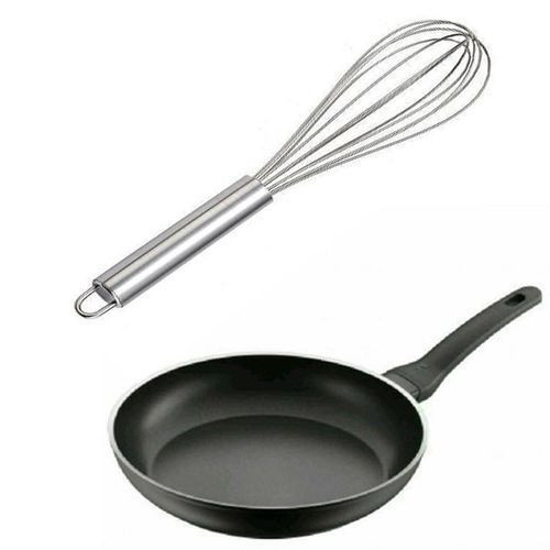 2 in1 Egg Whisk Mixer with 20cm Frying Pan - Silver