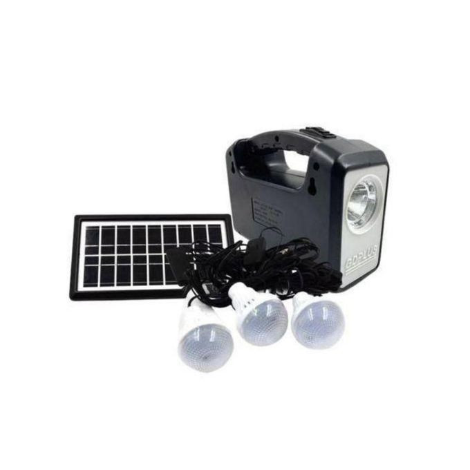 Mini Solar Lighting System With 5 Lights - Black