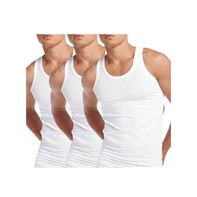 Pack Of 3pcs Of Cotton Vest Size -White