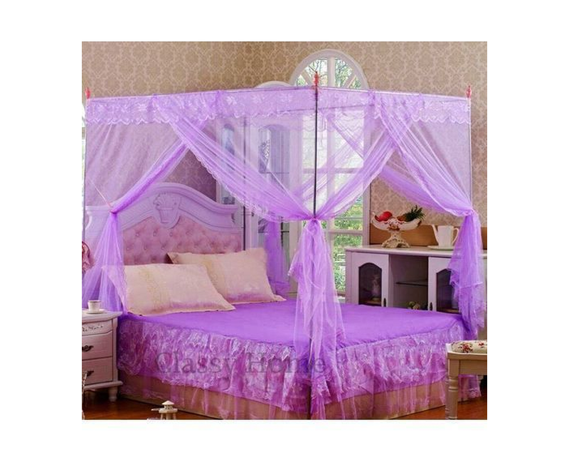 Deluxe Flat Topped Luxury Mosquito Net - Purple