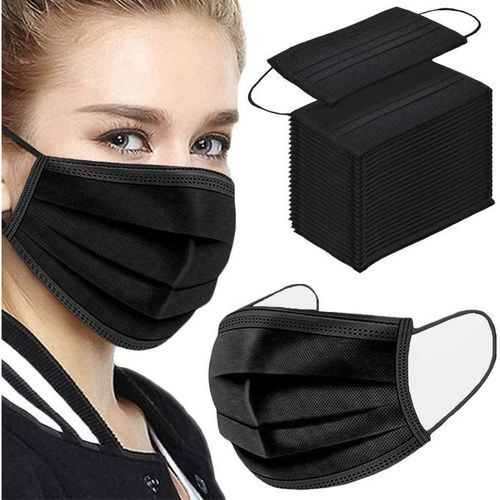 50 Pcs 3 Layer Disposable Face Mouth Masks - Black