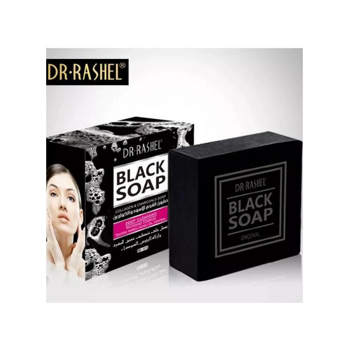 Dr Rashell Collagen And Charcoal Black Soap 100g