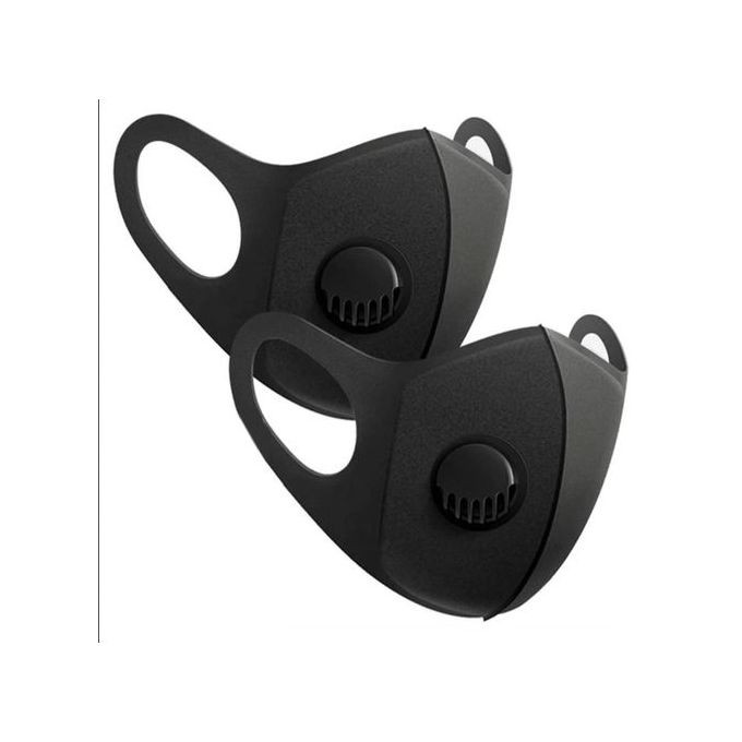 2pack Adult Neoprene Face Mask With Vent-Black
