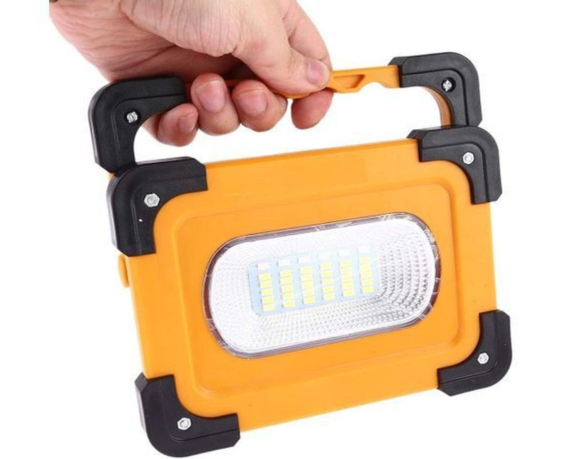 Solar Energy Charging Power Bank And Rechargeable Work Light 9000mAh-Yellow