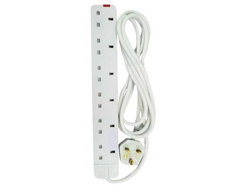 6 Way Extension Cable - White