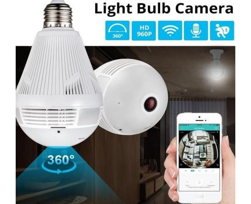 Panoramic Wifi 360 Degree Fisheye IP Camera Video Surveillance - White