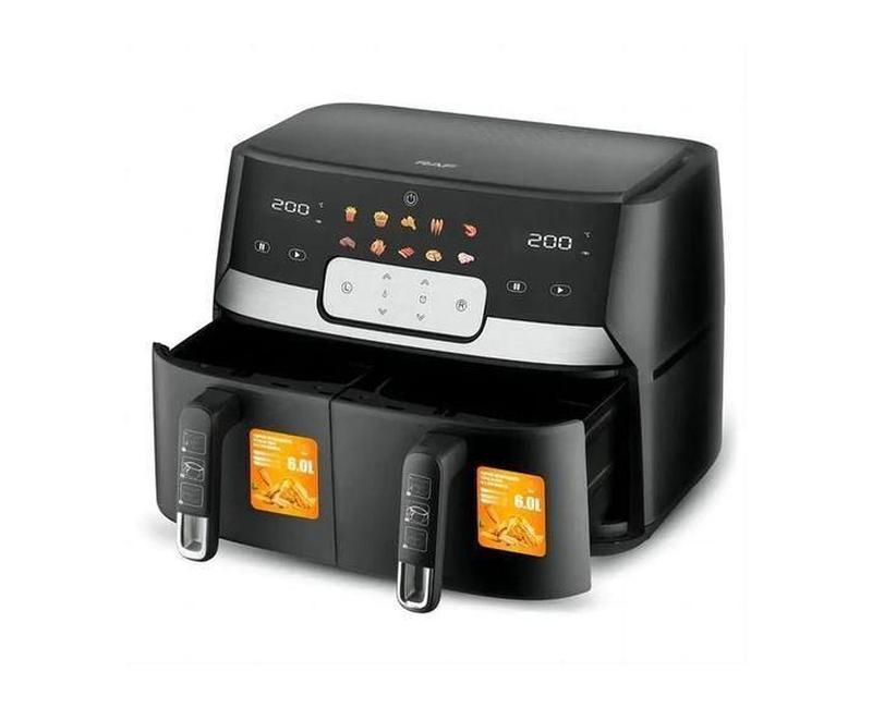 RAF 12 Litre / 9.0L (4.5L+4.5L) Double Airfryer / Air Fryer Grill With 2 Independent Baskets R5272 - black